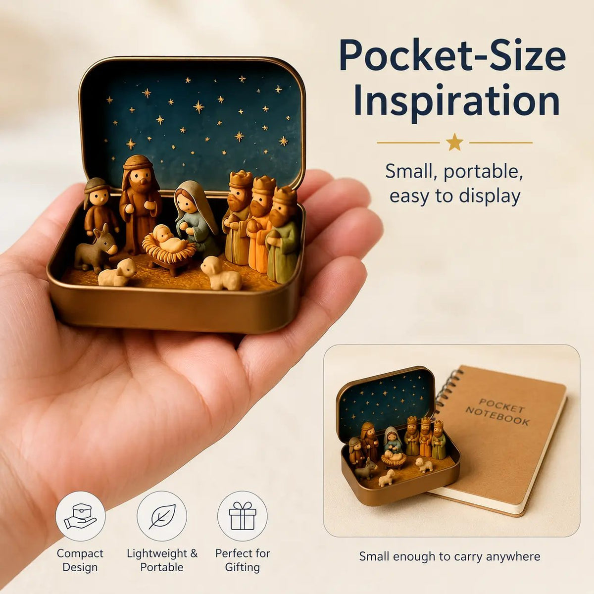 ✝️ Mini Nativity Scene Keepsake Tin — 🙏Pocket-Sized Christmas Holy Family Set