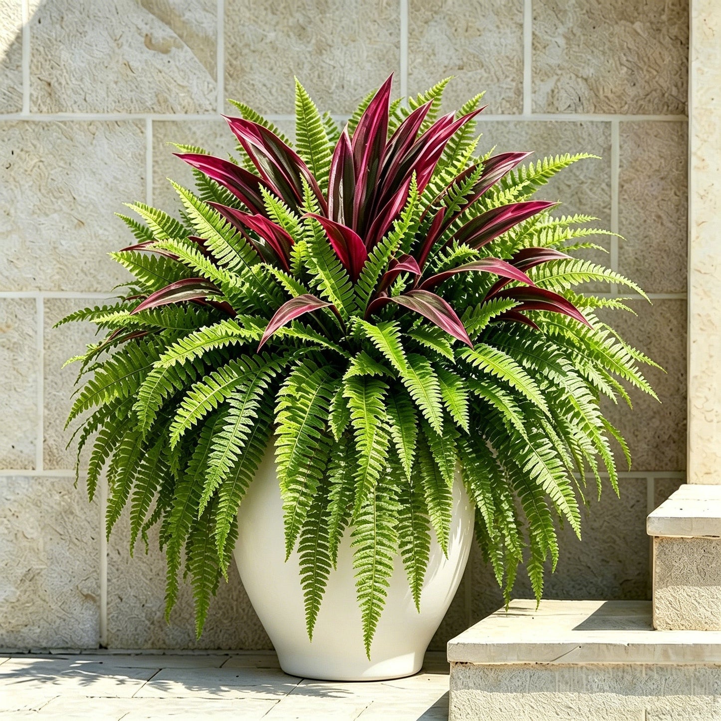 🔥UV‑Resistant Artificial Fern & Red Dracaena Decor Plants