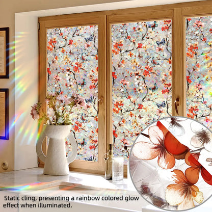 Colorful Floral Butterfly Static Cling Window Sticker