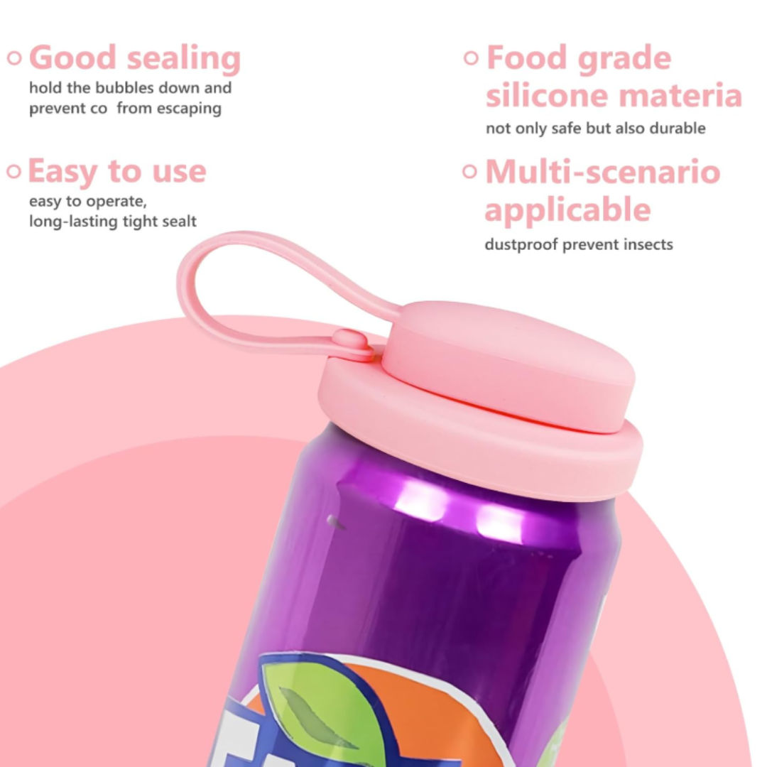 Silicone Can Lid Reusable Leakproof Airtight Cover with Straw and Handle