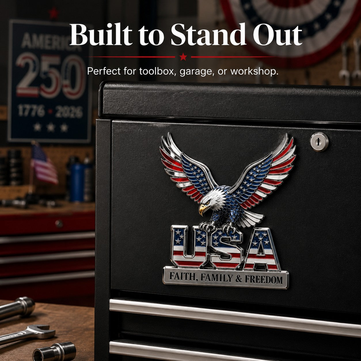 Patriotic 250 Years Metal Emblem