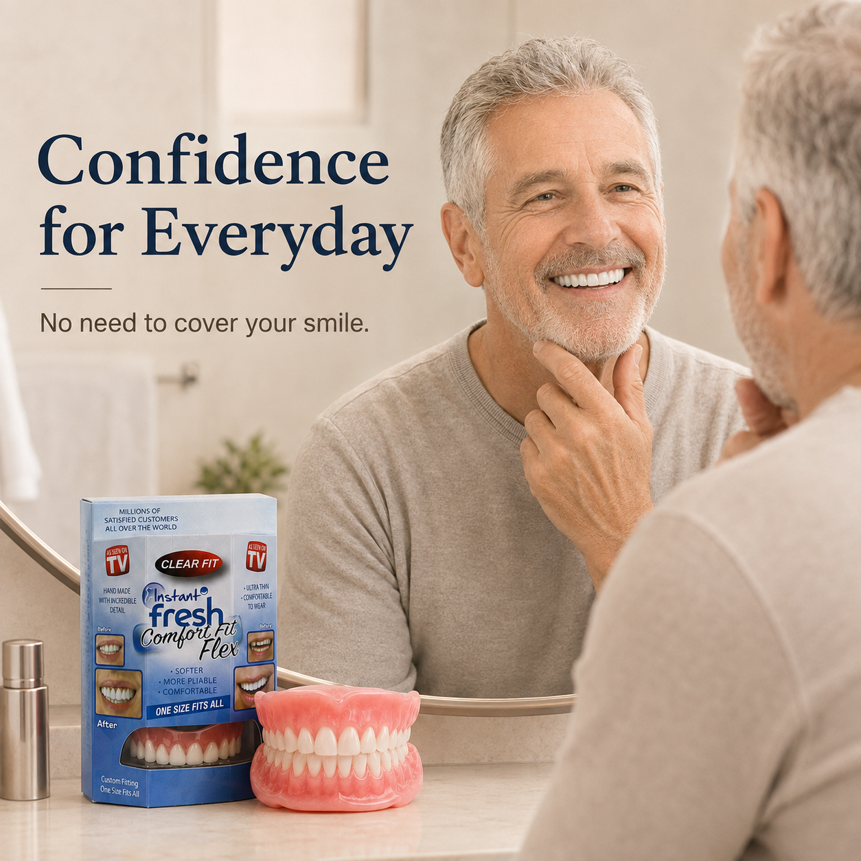 Comfort‑Fit Flexible Cosmetic Teeth for Senior Men