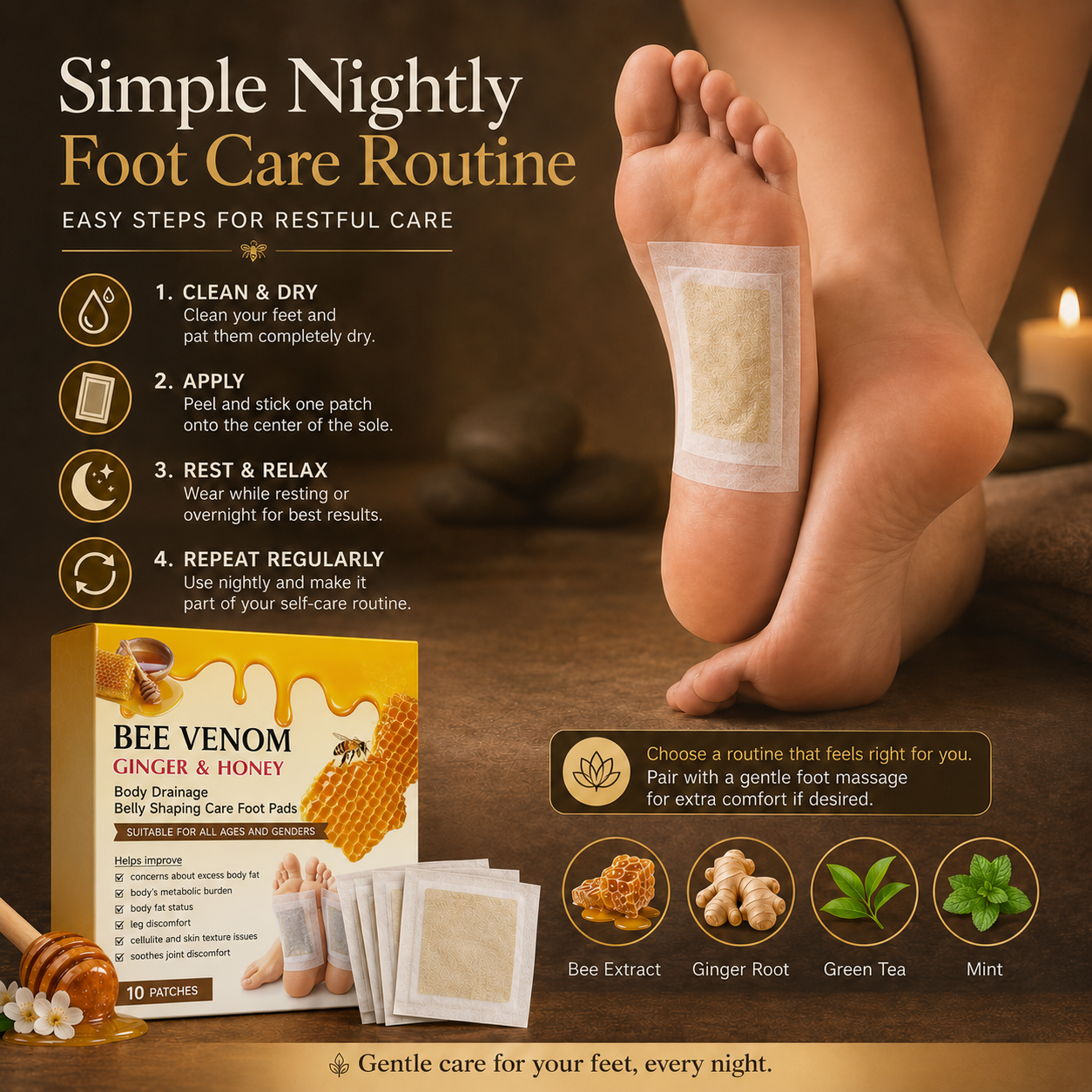 🔥🌿Bee Venom Foot Patches – Botanical Foot Care Patches for Daily Wellness