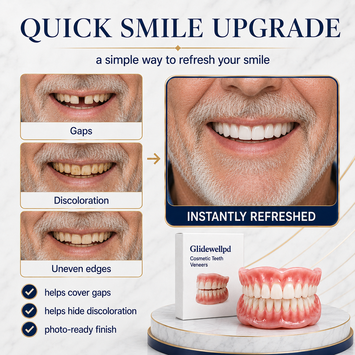 Comfort Full‑Cover Dentures for Senior Men