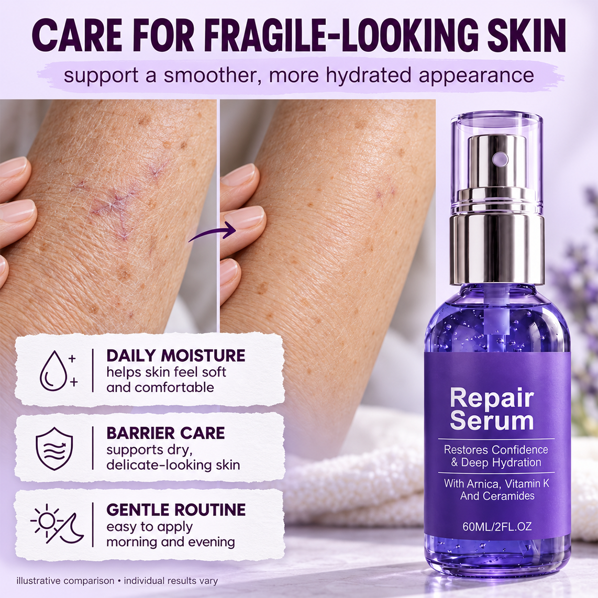 Bruise Reduction Derma Restore Serum With Arnica, Vitamin K & Ceramides