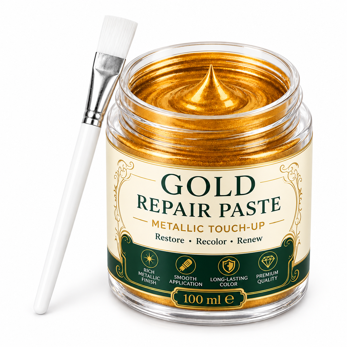 Gold Metallic Refinishing Repair Paste with Brush