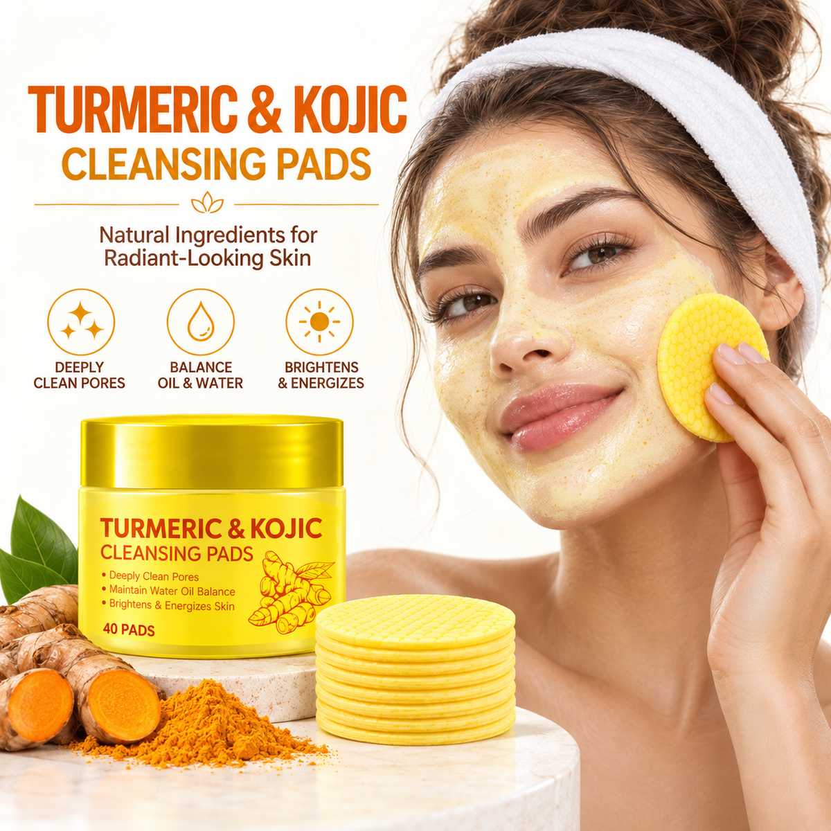 Turmeric Kojic Acid Facial Cleansing Skincare Pads