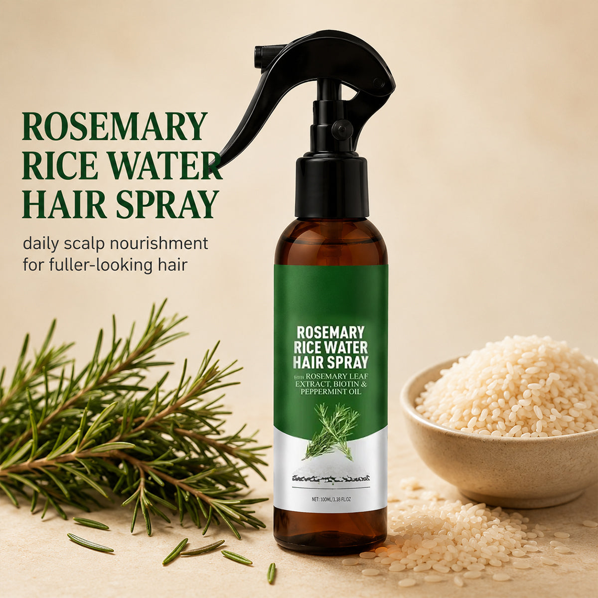 Rosemary Rice Water Hair Spray – Healthy Hair Growth & Scalp Nourishment
