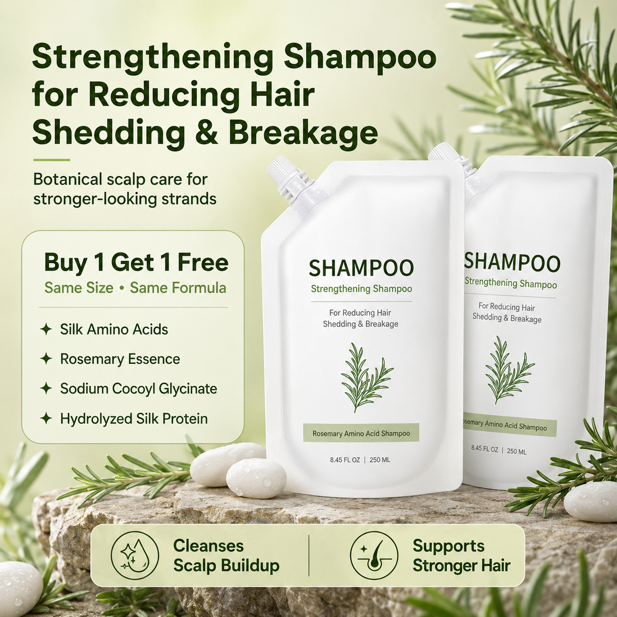 Strengthening Shampoo for Reducing Hair Shedding & Breakage