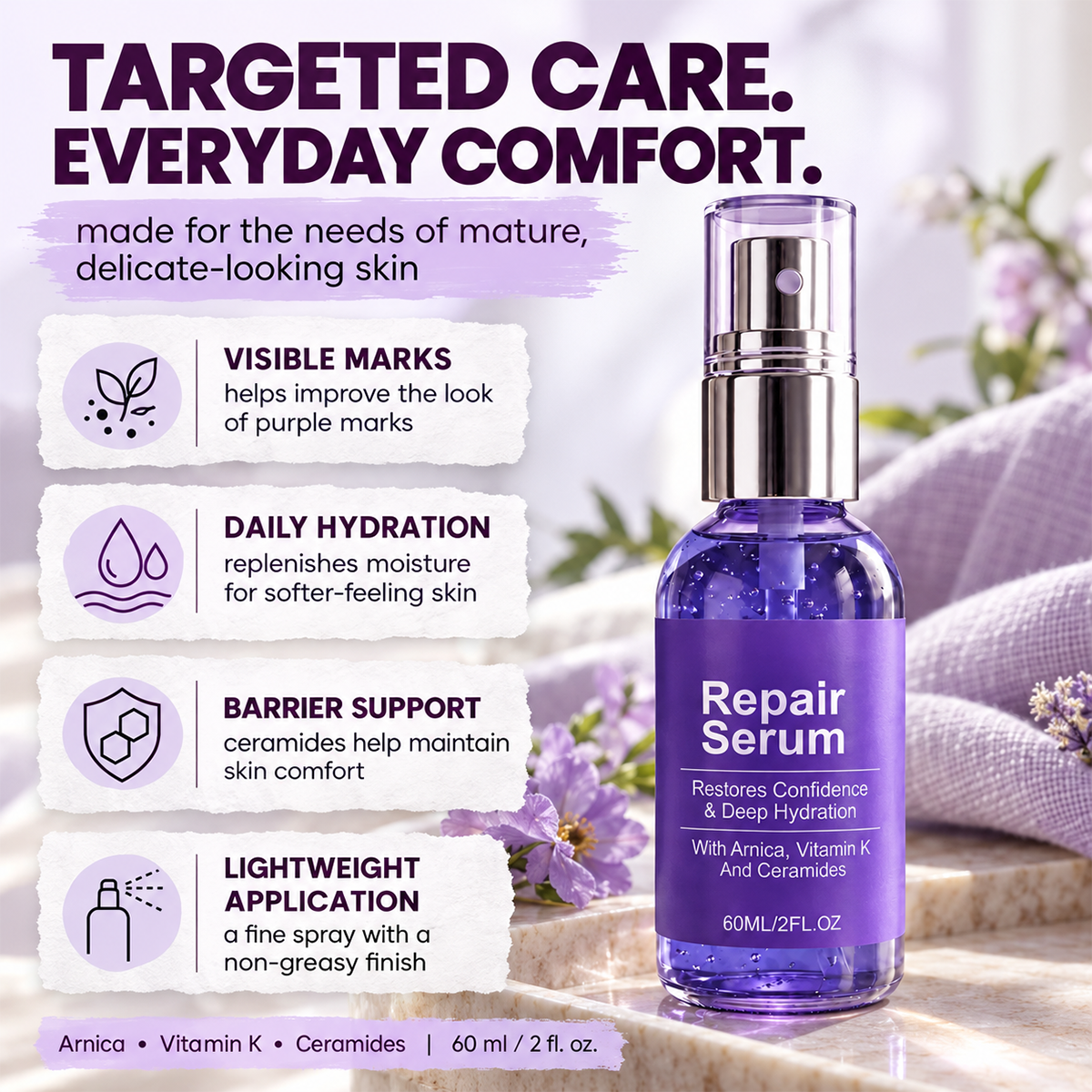 Bruise Reduction Derma Restore Serum With Arnica, Vitamin K & Ceramides