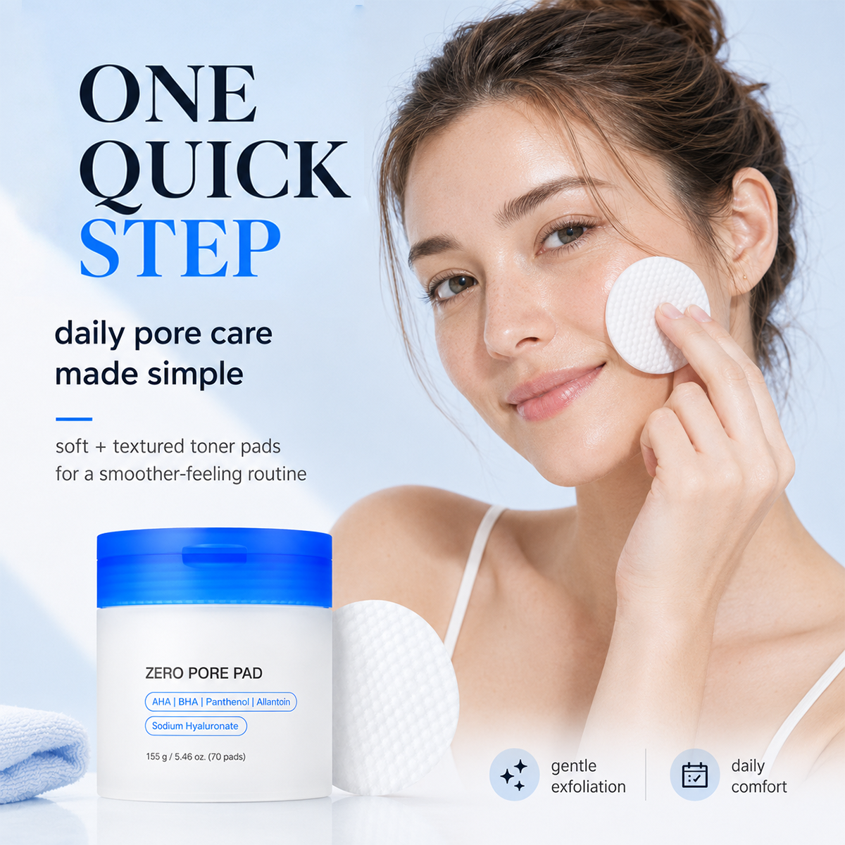 AHA + BHA Facial Toner Pads, Exfoliating Skin Care Pads