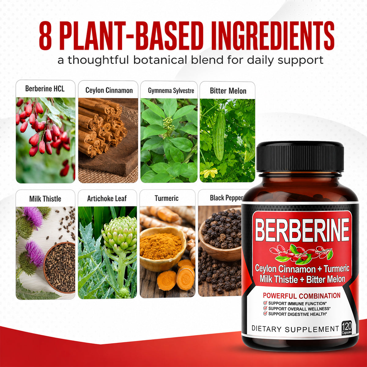 Advanced 8‑in‑1 Berberine Supplement with Cinnamon & Gymnema