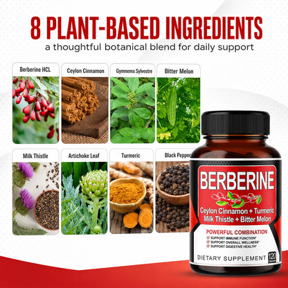 Advanced 8‑in‑1 Berberine Supplement with Cinnamon & Gymnema