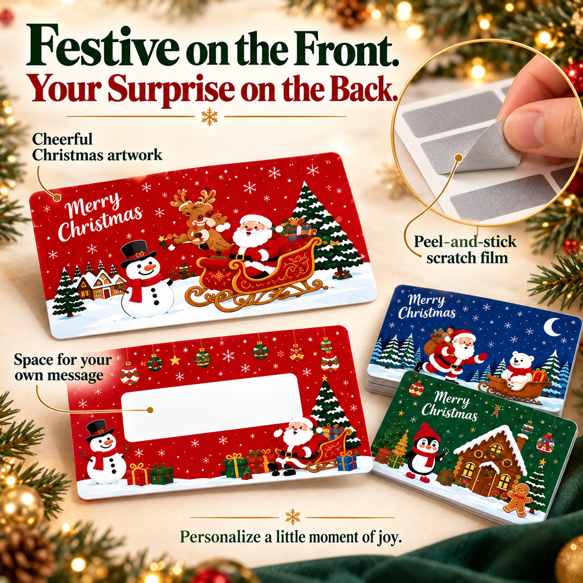 🎄60Pcs Kids Christmas Scratch Off Reward Cards, Xmas Party Supplies