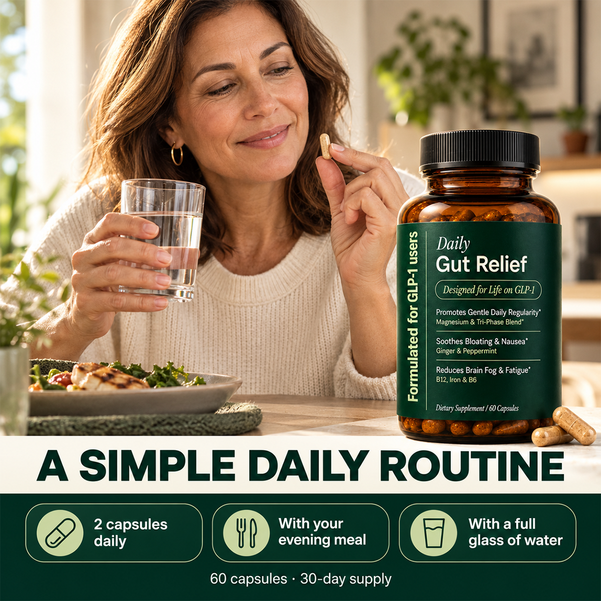 Daily Gut Relief Digestive Support Capsules, 60 Count