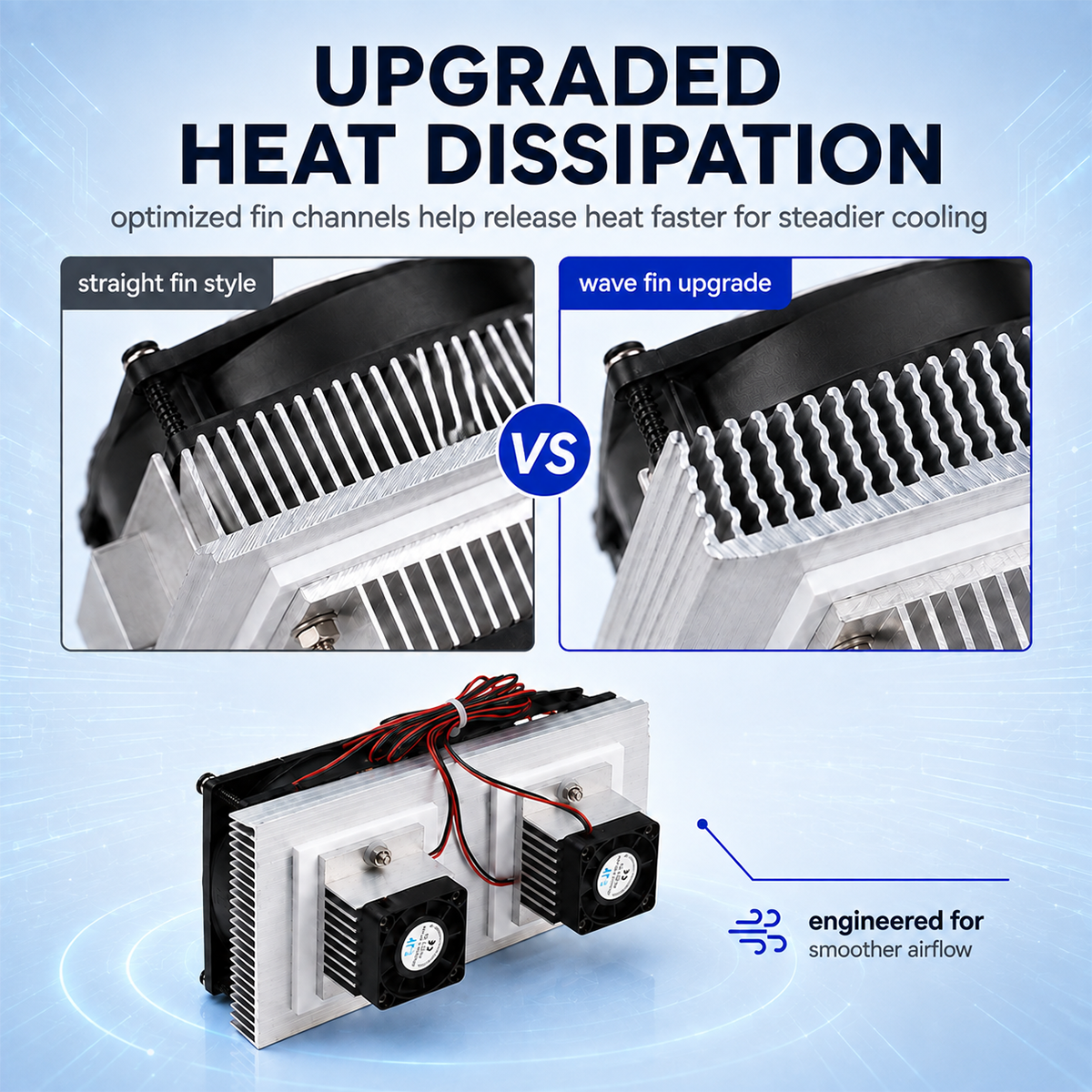Dual 12V DC Peltier Semiconductor Cooling Module Kit, DIY Space Cooling Unit with Heat Sink