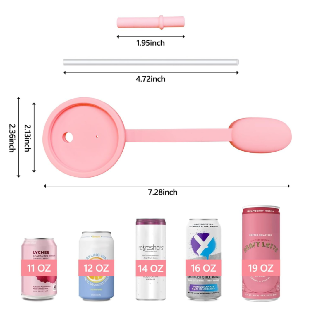 Silicone Can Lid Reusable Leakproof Airtight Cover with Straw and Handle