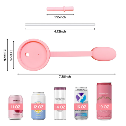 Silicone Can Lid Reusable Leakproof Airtight Cover with Straw and Handle