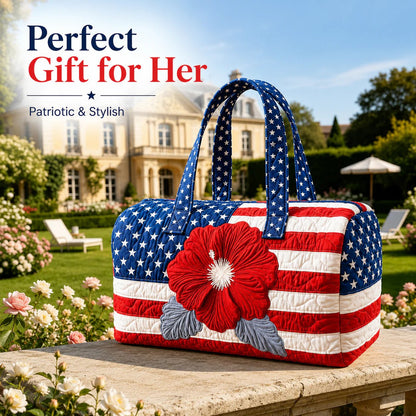Floral American Flag Travel Duffel