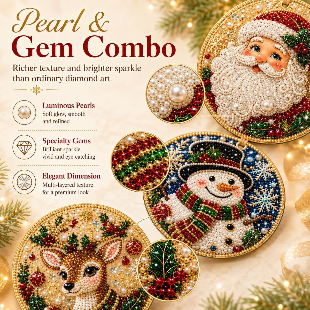 🎄DIY Diamond Painting Christmas Ornaments – 6Pc Set