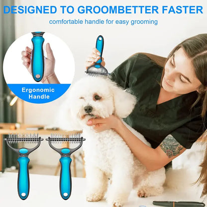 Double-Sided Deshedding Pet Brush – Dual-Sided, Ergonomic & Gentle for Dogs & Cats 🐶