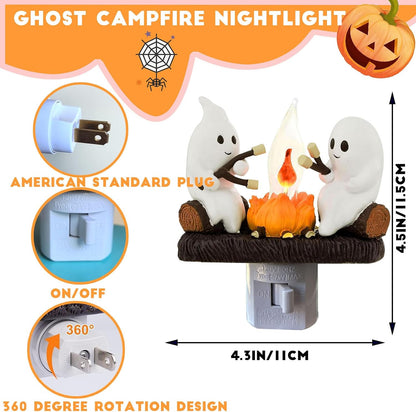 Halloween Ghost Campfire Flickering Flame Plug-in Wall Night Light