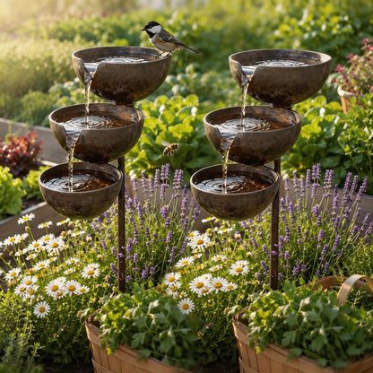 🌧️ Rain Catcher Self-Filling Bird Bath 🐦 Weatherproof Outdoor Garden Bird Water Bowl
