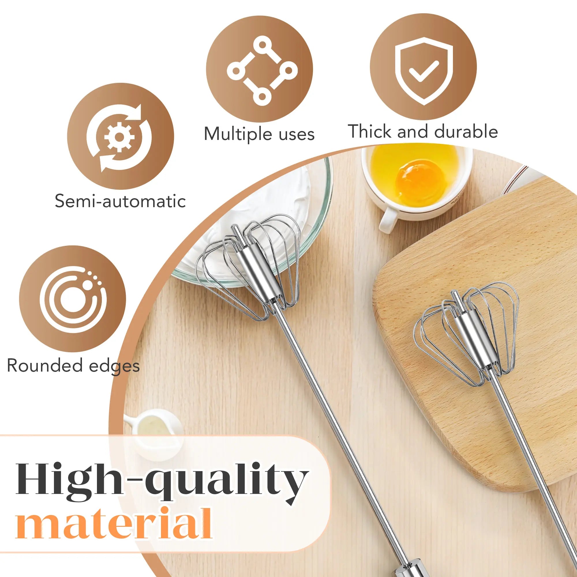 Stainless steel rotary whisk construction and material detail