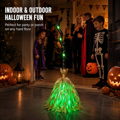 Animated Moving Witch Broom | Halloween Light & Sound Decor
