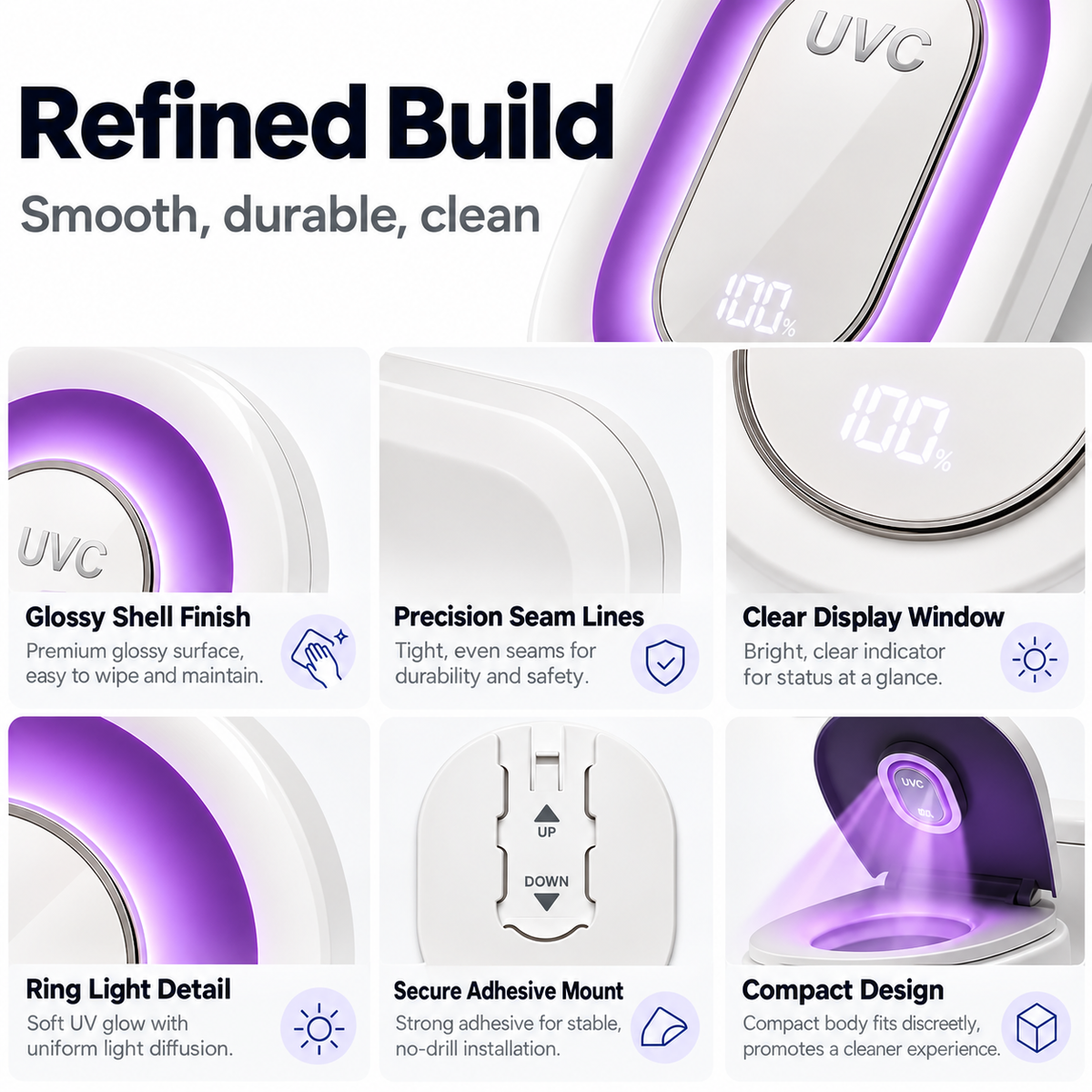 Automatic UV Toilet Care Light – Peel & Stick Installation