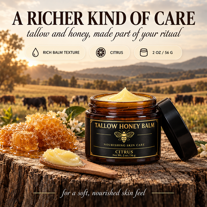 Beef Tallow and Honey Balm for Skin - Handmade All-Natural Moisturizer