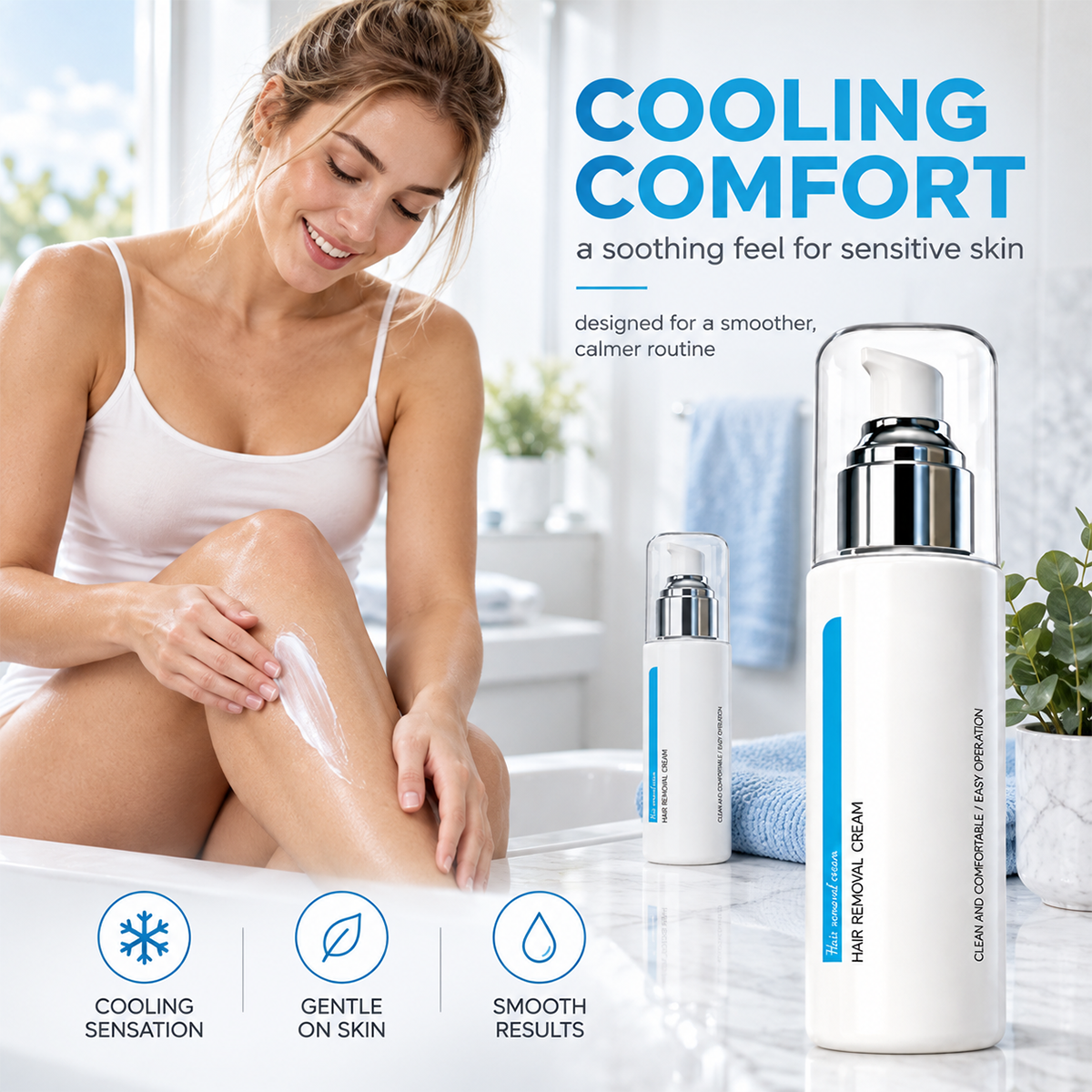 ❄️🌸 Ice‑Cooling Hair Removal Cream – Gentle for Sensitive Skin ✨