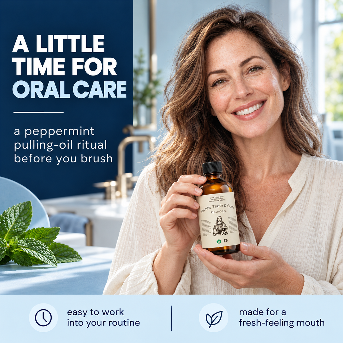 Natural All-In-One Oil Pulling Rinse for Oral Care