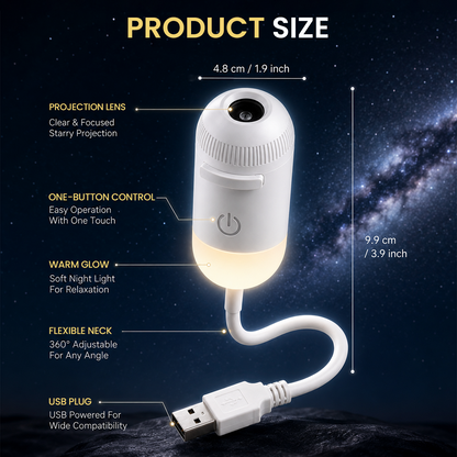 2-in-1 Galaxy Star Projector USB Night Light for Indoor Decor