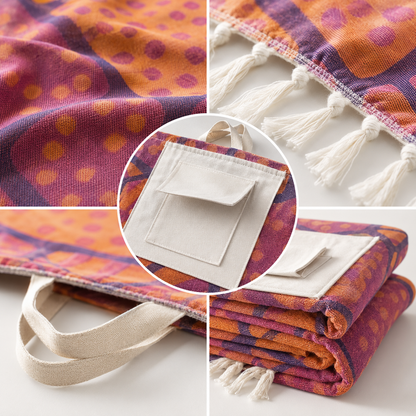 2-in-1 Convertible Towel & Backpack with Inner Zip Pocket & Sand-Proof Fabric