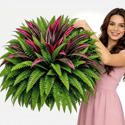 🔥UV‑Resistant Artificial Fern & Red Dracaena Decor Plants