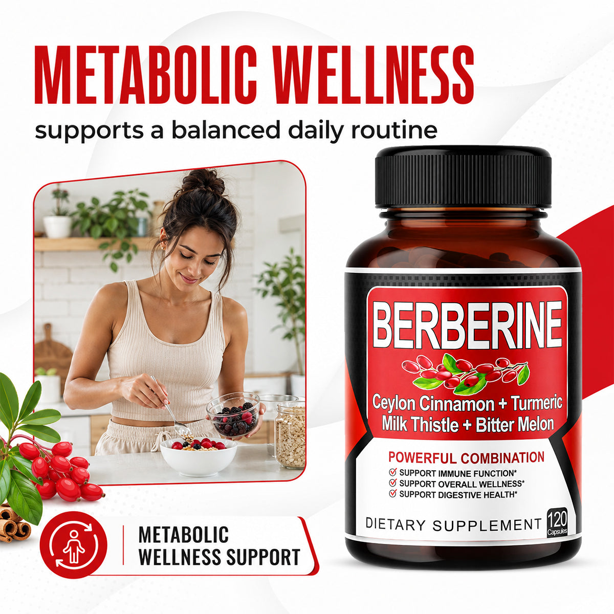 Advanced 8‑in‑1 Berberine Supplement with Cinnamon & Gymnema