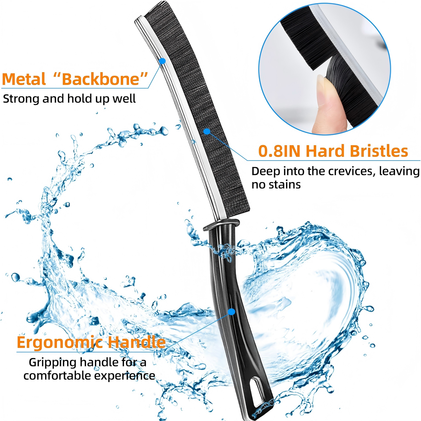 Hard-Bristled Crevice Cleaning Brush