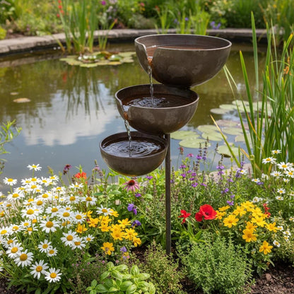 🌧️ Rain Catcher Self-Filling Bird Bath 🐦 Weatherproof Outdoor Garden Bird Water Bowl