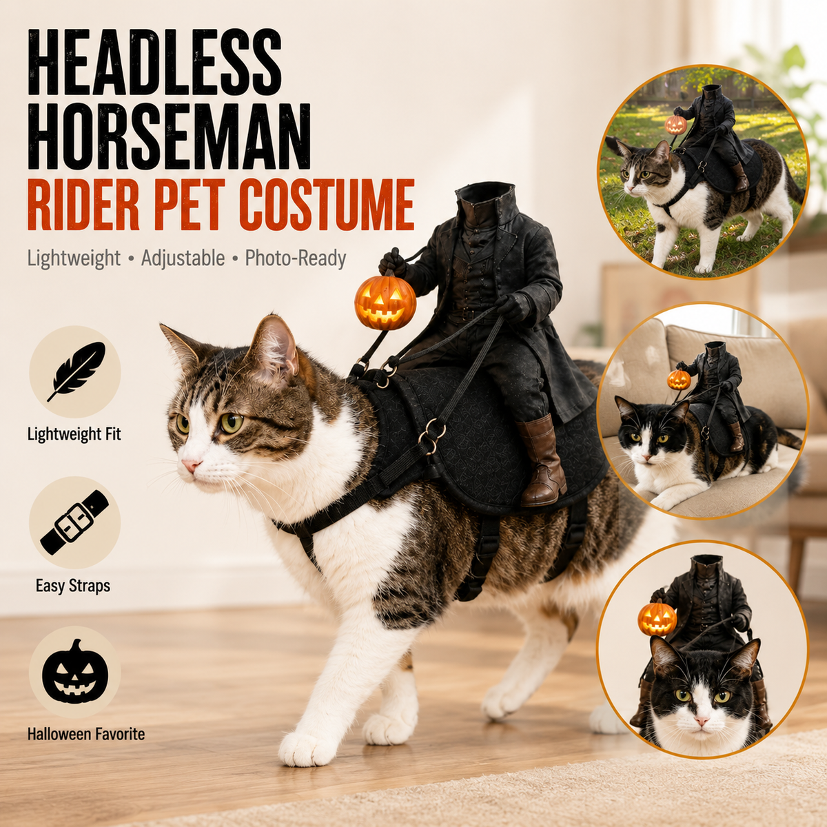 😺Headless Horseman Pet Halloween Costume🎃