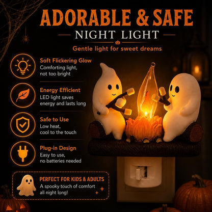 Halloween Ghost Campfire Flickering Flame Plug-in Wall Night Light