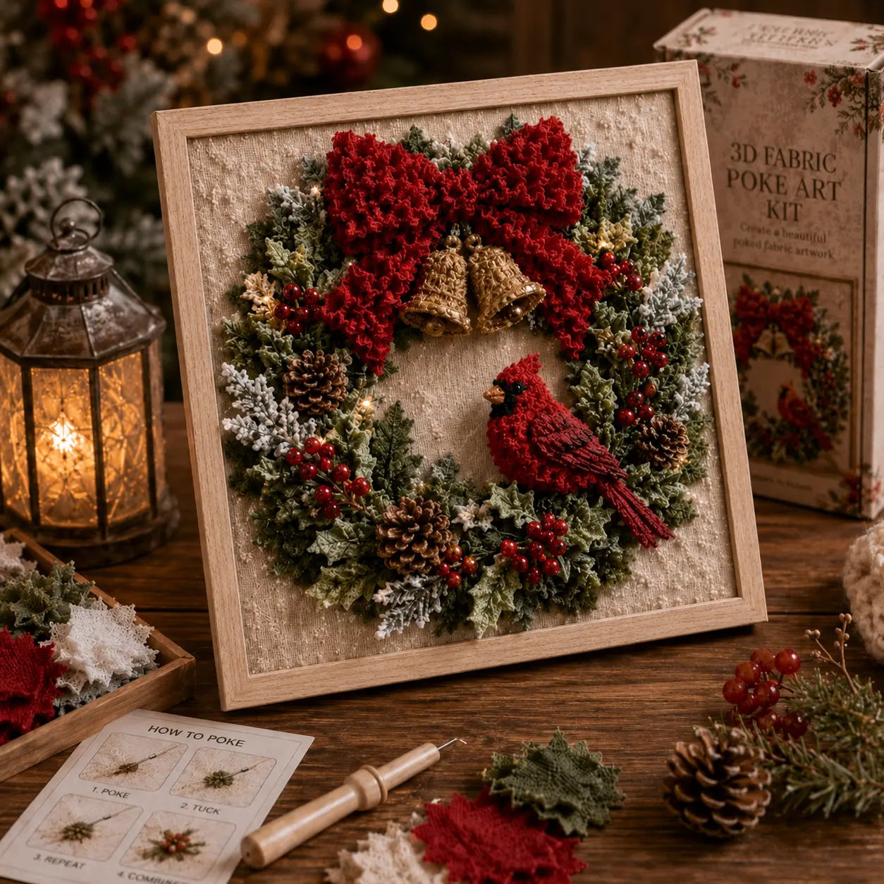 ⛄ DIY Snowman Fabric Poke Art Kit, Handmade 3D Christmas Holiday Decoration Craft Set