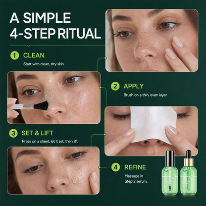 🍵Green Tea Blackhead Remover 100‑Sheet Nose Pore Strips & Pore Minimizer Serum
