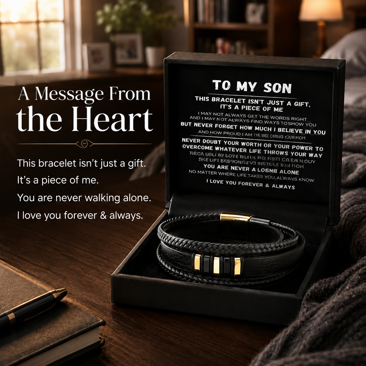 To My Son - Never Alone - Braided Bracelet Set