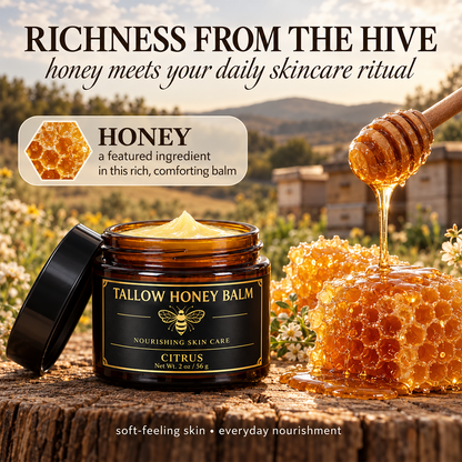Beef Tallow and Honey Balm for Skin - Handmade All-Natural Moisturizer