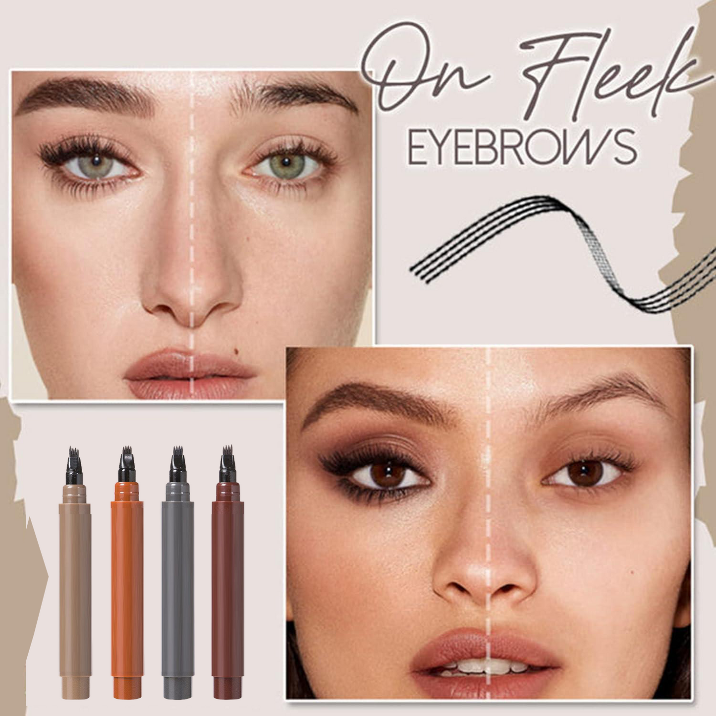 ✨✏️ Waterproof 4-Tip Beard & Eyebrow Pen – Smudge-Proof, Natural Look & Long-Lasting 🌟