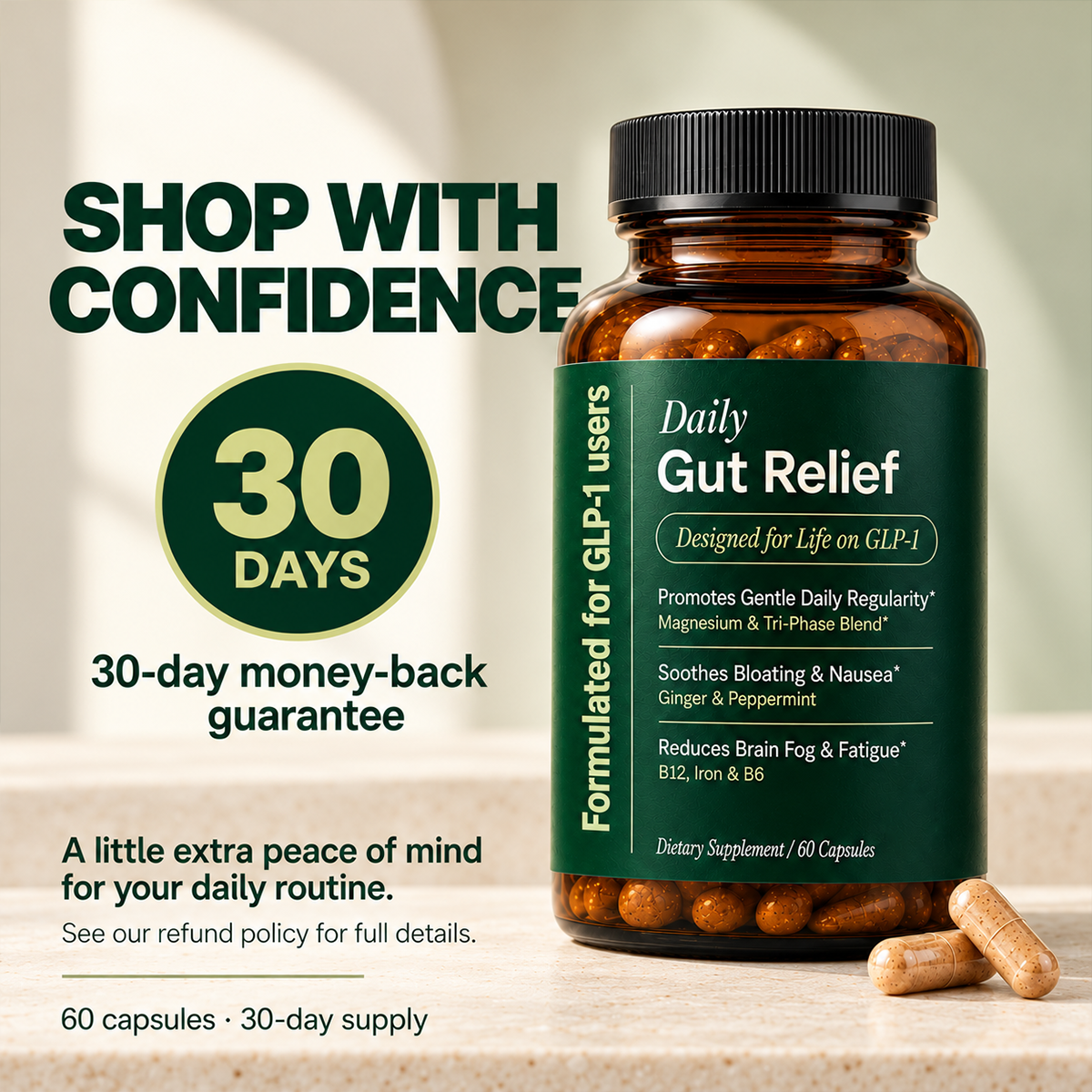 Daily Gut Relief Digestive Support Capsules, 60 Count