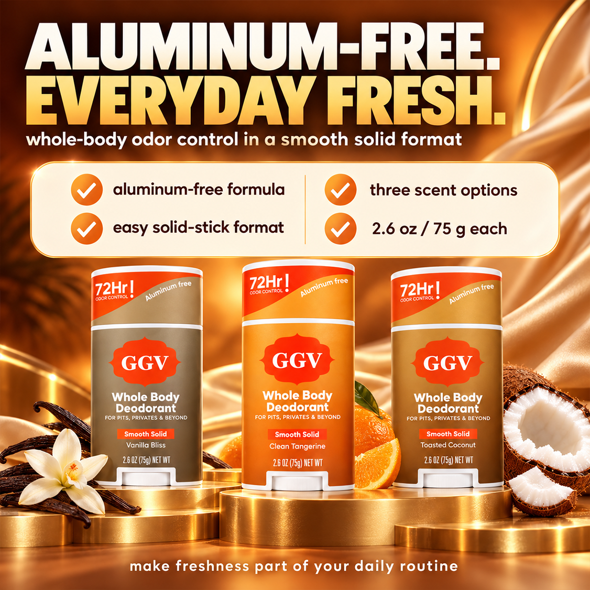 ✨Aluminum-Free Solid Deodorant Stick, Gentle Odor Care for Body Freshness