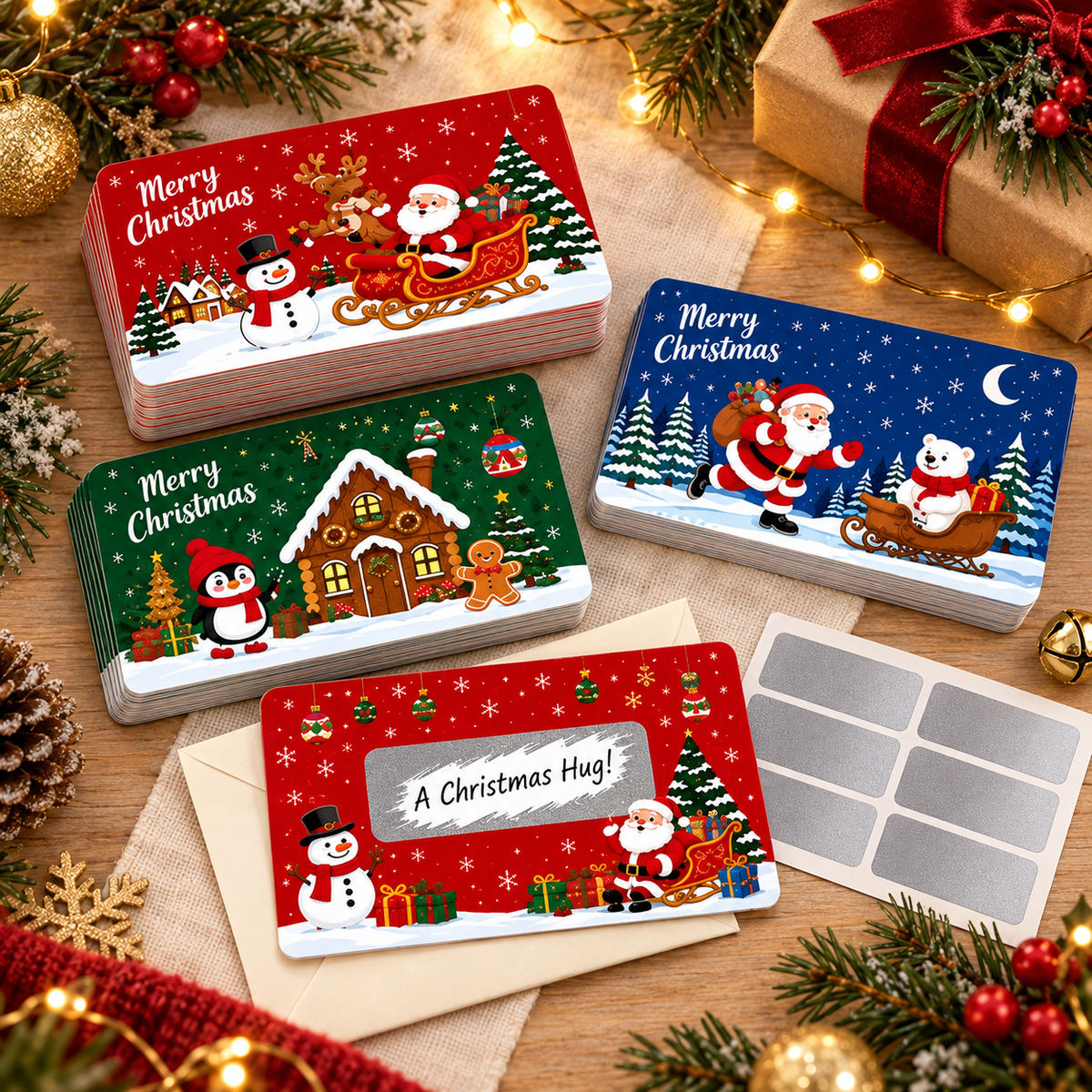 🎄60Pcs Kids Christmas Scratch Off Reward Cards, Xmas Party Supplies