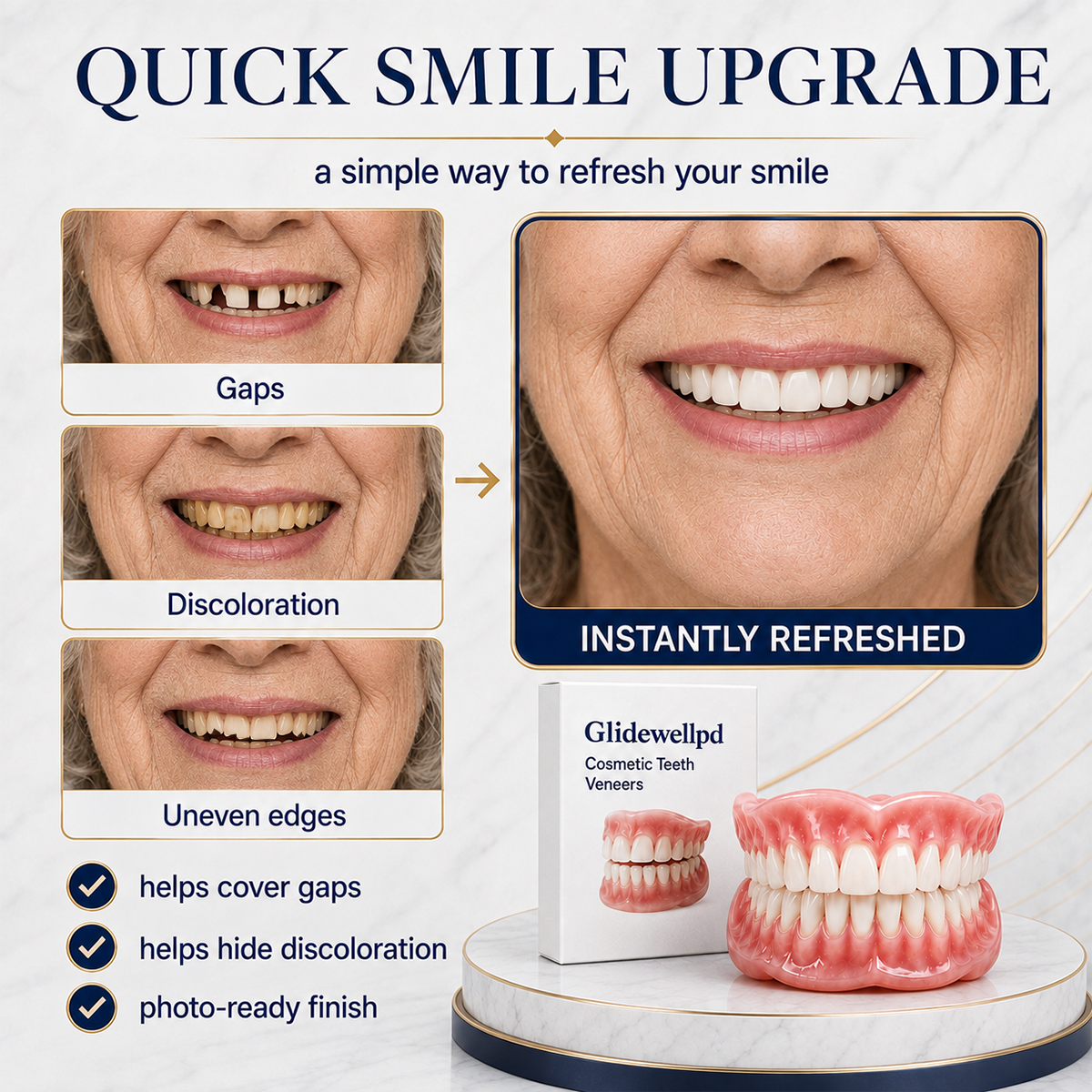 Comfort Full‑Cover Dentures for Senior Women